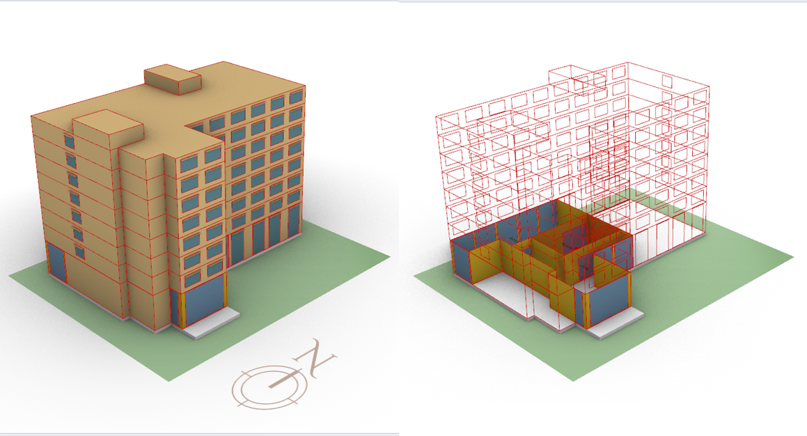 Hotel model and transparent structural and zone representation